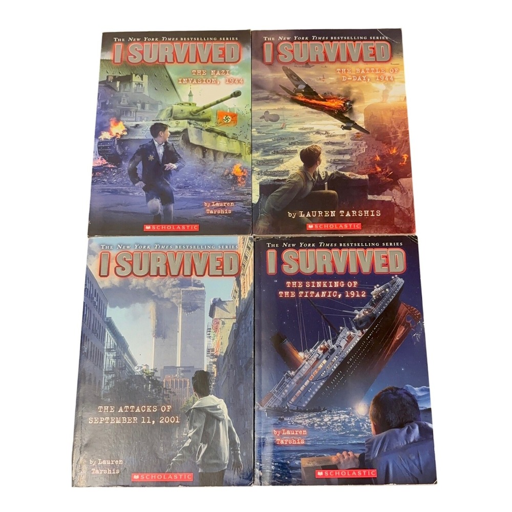 I Survived Book Lot 4 Lauren Tarshis Titanic 9/11 D-Day Nazi Invasion Scholastic